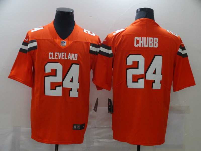 Men Cleveland Browns 24 Chubb Orange Nike Limited Vapor Untouchable NFL Jerseys